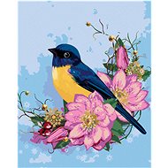 Diamondi - BLUE DRAGON AND PINK FLOWERS, 40x50 cm, off canvas on frame - Diamond Painting
