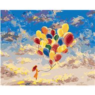 Diamondi - GIRL WITH COLOURFUL BALLOONS, 40x50 cm, without frame and without canvas shut off - Diamond Painting