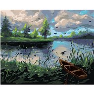 Diamondi - FOREST LAND WITH A BOAT, 40x50 cm, stretched canvas on frame - Diamond Painting