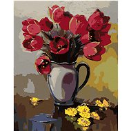 Diamondi - TULIPANS IN A VASE AND PAMPELISTS ON A TABLE, 40x50 cm, without frame and without canvas  - Diamond Painting