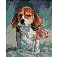 Diamondi - PEJSEK WITH TULIPAN, 40x50 cm, without frame and without canvas shut off - Diamond Painting
