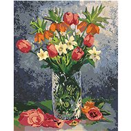 Diamondi - TULIPANS AND OTHER SPRING FLOWERS IN A VASE, 40x50 cm, unframed and without canvas shut o - Diamond Painting