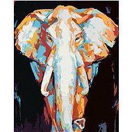 Diamondi - COLOURED ELEPHANT ON BLACK BACKGROUND, 40x50 cm, off canvas on frame - Diamond Painting