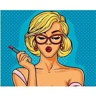 Diamondi - POP-ART BLONDINE WITH LINE, 40x50 cm, without frame and without canvas shut off - Diamond Painting