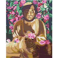 Diamondi - BUDDHA COVERED BY FLOWERS, 40x50 cm, stretched canvas on frame - Diamond Painting