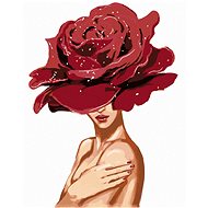 Diamondi - WOMAN WITH A ROSE ON HER HEAD, 40x50 cm, unframed and without canvas shut off - Diamond Painting