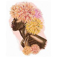 Diamondi - AFRICAN WOMAN WITH colourFLOWERS, 40x50 cm, off canvas on frame - Diamond Painting