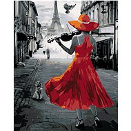Diamondi - WOMAN PLAYING IN PARIS ON A HOUSEL, 40x50 cm, off canvas on frame - Diamond Painting