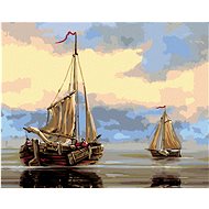 Diamondi - TWO FISHING BOATS AT THE EDGE OF THE SEA, 40x50 cm, off canvas on frame - Diamond Painting