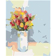 Diamondi - TULIPANS IN A WHITE VASE, 40x50 cm, without frame and without canvas shut off - Diamond Painting