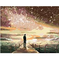 Diamondi - MAN ON A MOLE UNDER A CURTAIN SKY, 40x50 cm, unframed and without canvas shut off - Diamond Painting