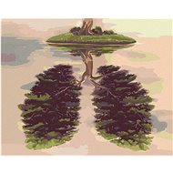 Diamondi - TREE SHAPED PLIC ON AN ISLAND, 40x50 cm, off canvas on frame - Diamond Painting