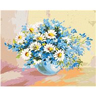 Diamondi - HERMAN AND BLUE FLOWERS, 40x50 cm, off canvas on frame - Diamond Painting