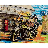 Diamondi - WOMAN AND MOTORCYCLE, 40x50 cm, off canvas on frame - Diamond Painting