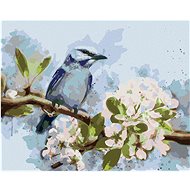 Diamondi - BLUE DRAGON ON A BLOOMED TRESPASS, 40x50 cm, without frame and without canvas shut off - Diamond Painting