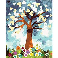 Diamondi - Heart Tree and Flowers, 40x50 cm, stretched canvas on frame - Diamond Painting