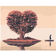 Diamondi - HEART-SHAPED TREE ON A SHARK, 40x50 cm, without frame and without canvas shut off - Diamond Painting
