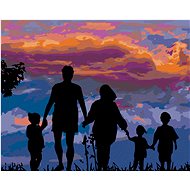 Diamondi - BIG FAMILY AND SUNSET, 40x50 cm, off canvas on frame - Diamond Painting