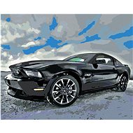 Diamondi - SPORTS BLACK CAR, 40x50 cm, off canvas on frame - Diamond Painting