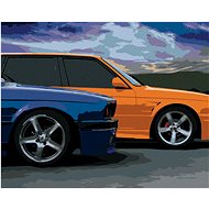 Diamondi - TWO COLOURFUL CARS, 40x50 cm, off canvas on frame - Diamond Painting