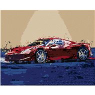 Diamondi - Red abstract car FERRARI, 40x50 cm, off canvas on frame - Diamond Painting