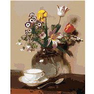 Diamondi - BACKSTAGE WITH FLOWERS AND A CUP (HENRI FANTIN-LATOUR), 40x50 cm, unframed and unframed c - Diamond Painting