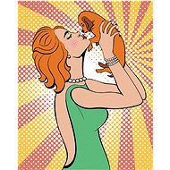 Diamondi - POP-ART WOMAN WITH A PUPPY, 40x50 cm, without frame and without canvas switching off - Diamond Painting