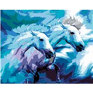 Diamondi - TWO HORSES IN BLUE, 40x50 cm, off canvas on frame - Diamond Painting