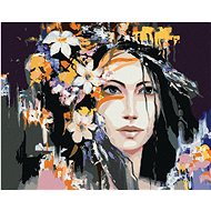 Diamondi - WOMAN AND ABSTRACT FLOWER CROWN, 40x50 cm, unframed and without canvas shut off - Diamond Painting