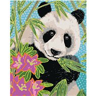 Diamondi - PANDA WITH BAMBUS AND FLOWERS, 40x50 cm, off canvas on frame - Diamond Painting