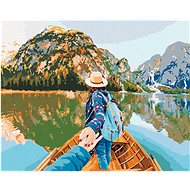 Diamondi - WOMAN ON A BOAT, 40x50 cm, stretched canvas on frame - Diamond Painting