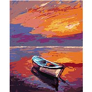Diamondi - BOAT AT A BEAUTIFUL SUNSET, 40x50 cm, stretched canvas on frame - Diamond Painting