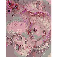Diamondi - PINK WOMAN WITH A SKULL, 40x50 cm, unframed and without canvas shut off - Diamond Painting