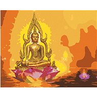 Diamondi - BUDDHA IN LOTUS AND ORANGE BACKGROUND, 40x50 cm, without frame and without canvas shut of - Diamond Painting