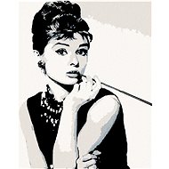 Diamondi - AUDREY HEPBURN BLACK AND WHITE, 40x50 cm, without frame and without canvas shut off - Diamond Painting