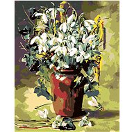 Diamondi - EASTER FLOWERS IN A BROWN VASE, 40x50 cm, without frame and without canvas shut off - Diamond Painting