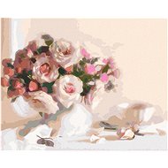 Diamondi - ROSES AND A CUP OF TEA, 40x50 cm, stretched canvas on frame - Diamond Painting
