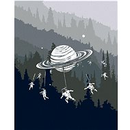 Diamondi - PLANET WITH COSMONAUTS, 40x50 cm, without frame and without canvas shut off - Diamond Painting