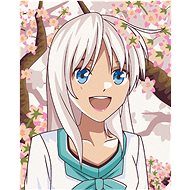 Diamondi - ANIME GIRL AT THE TREE, 40x50 cm, stretched canvas on frame - Diamond Painting