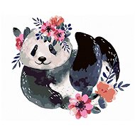 Diamondi - Diamond painting - PANDA WITH FLOWERS, 40x50 cm, without frame and without canvas shut of - Diamond Painting
