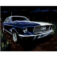 Diamondi - Diamond painting - BLUE CAR FORD MUSTANG, 40x50 cm, Off canvas on frame - Diamond Painting