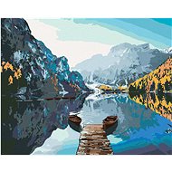 Diamondi - BOAT ON THE LAKE BRAIES, 40x50 cm, without frame and without canvas shut off - Diamond Painting