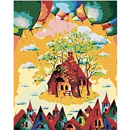 Diamondi - colourFUL HOUSES WITH BALLOONS, 40x50 cm, stretched canvas on frame - Diamond Painting