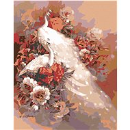 Diamondi - White Peacock with Flowers, 40x50 cm, off canvas on frame - Diamond Painting