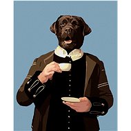 Diamondi - ROYAL DOG AND COFFEE, 40x50 cm, stretched canvas on frame - Diamond Painting