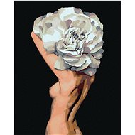 Diamondi - NUDE WOMAN BEHIND THE BIG FLOWER, 40x50 cm, stretched canvas on frame - Diamond Painting