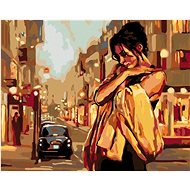 Diamondi - LONELY WOMAN ON THE STREET, 40x50 cm, stretched canvas on frame - Diamond Painting