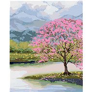 Diamondi - BLOOMING SACURA BY WATER, 40x50 cm, without frame and without canvas shut off - Diamond Painting