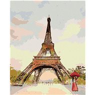 Diamondi - EIFFEL'S TOWER AND WOMAN WITH A RED DECK, 40x50 cm, off canvas on frame - Diamond Painting