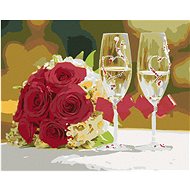 Diamondi - TWO GLASSES AND ROSES, 40x50 cm, unframed and without canvas - Diamond Painting